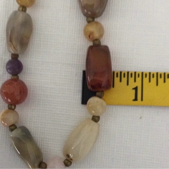Woman’s Agate Stone Necklace multi color stones no clasp goes over the head - Picture 4 of 7